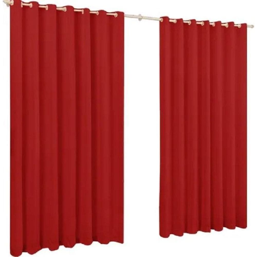 Cortina Microfibra 5,00X2,50 Vermelho Ilhós Cromado