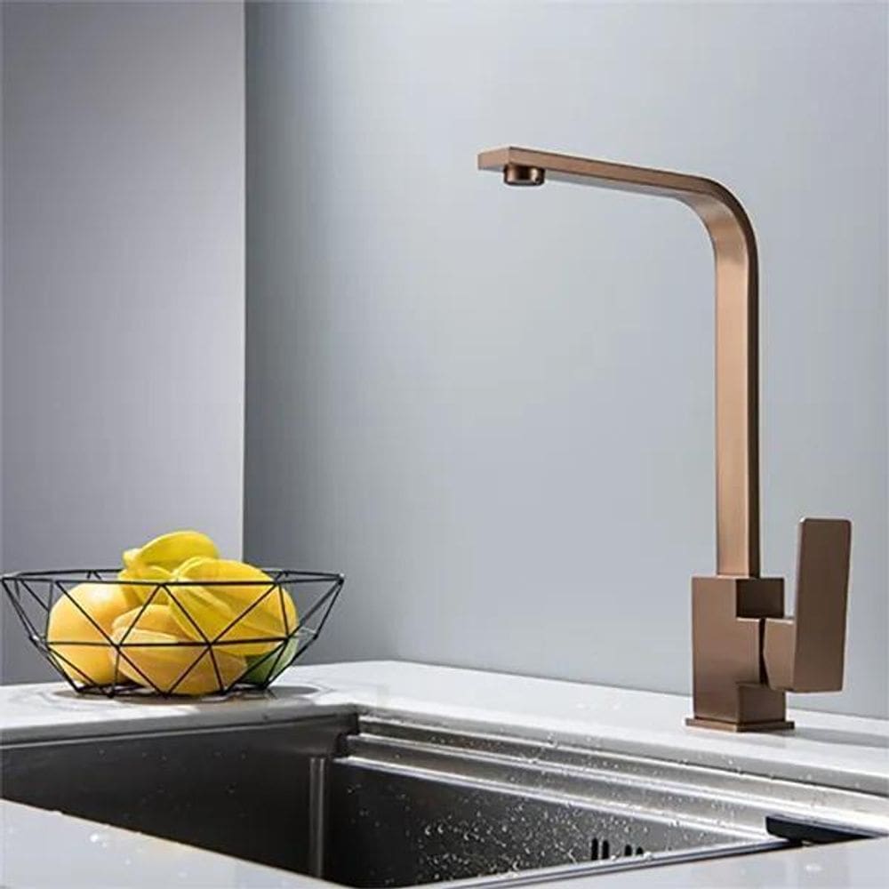 Torneira Monocomando Cozinha Rose Gold Fosco Aço Inoxidável