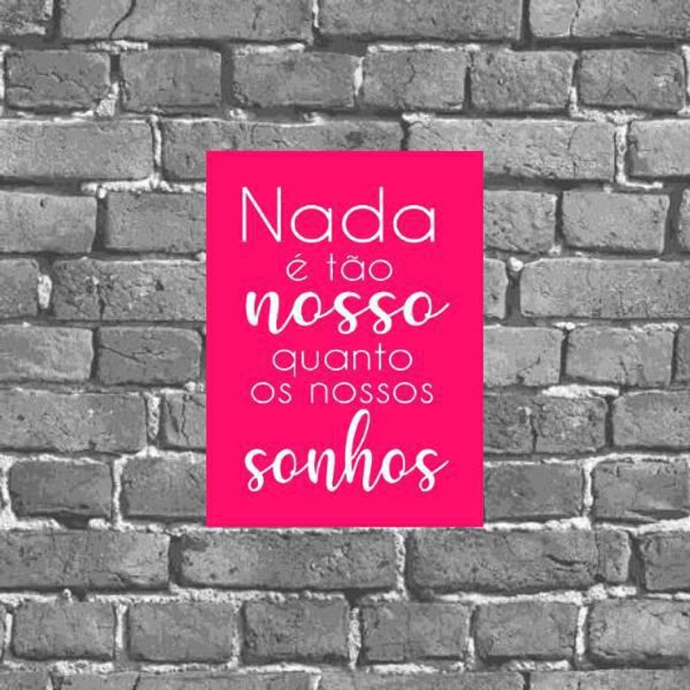 Placa Nada É Tão Nosso Quanto Nossos Sonhos 18X27Cm
