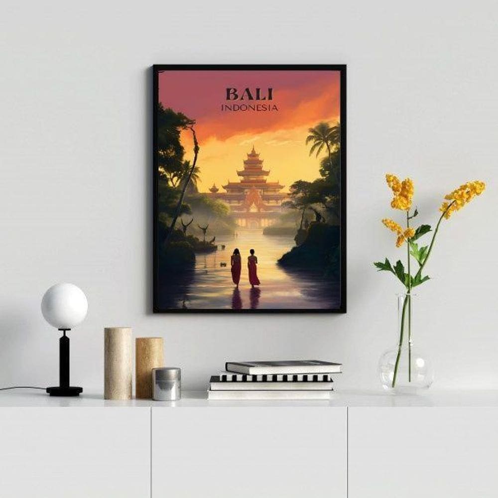 Quadro Decorativo Bali - Indonésia 45X34Cm - Com Vidro
