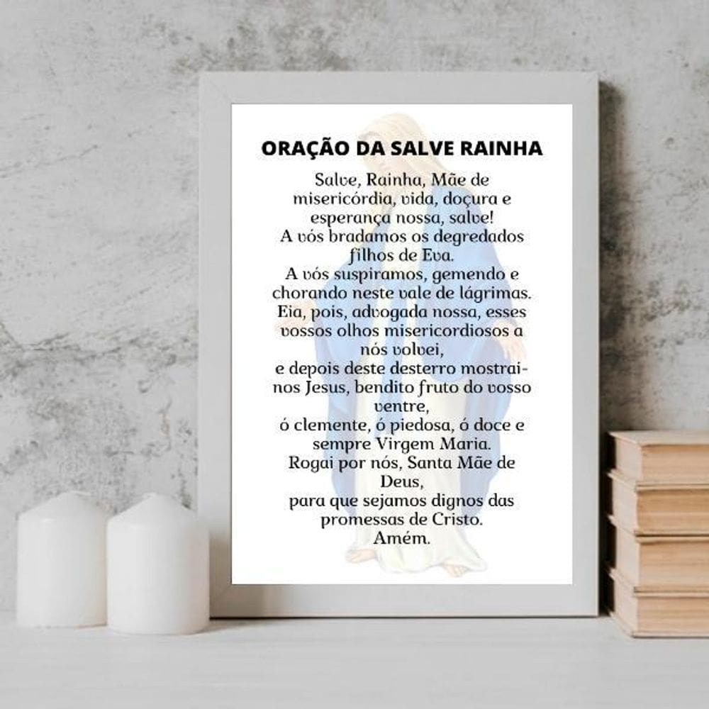 Quadro Oração Salve Rainha 24X18Cm - Com Vidro