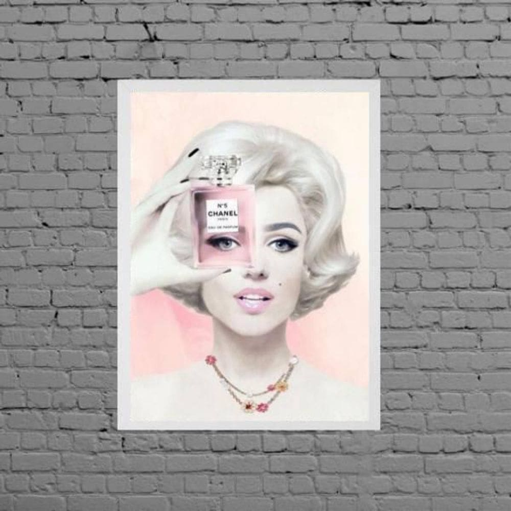 Quadro Fashion Marilyn Perfume 33X24Cm Moldura Branca