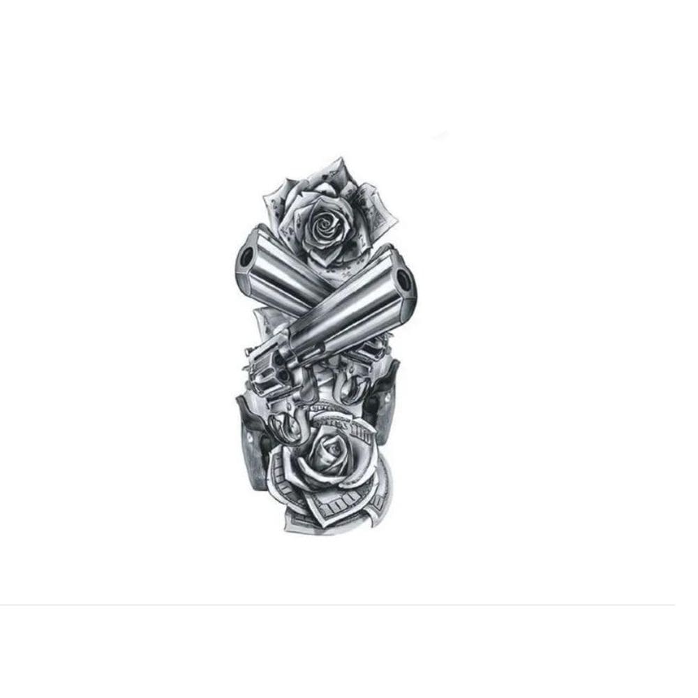 Tatuagem Temporária Dark Delicada Com 12 Cm E Rosas