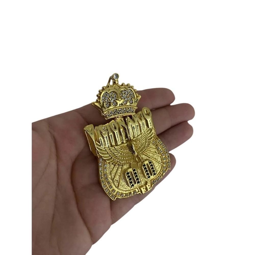 Pingente Visionário 00 Fé Cravejado - Banhado A Ouro 18K