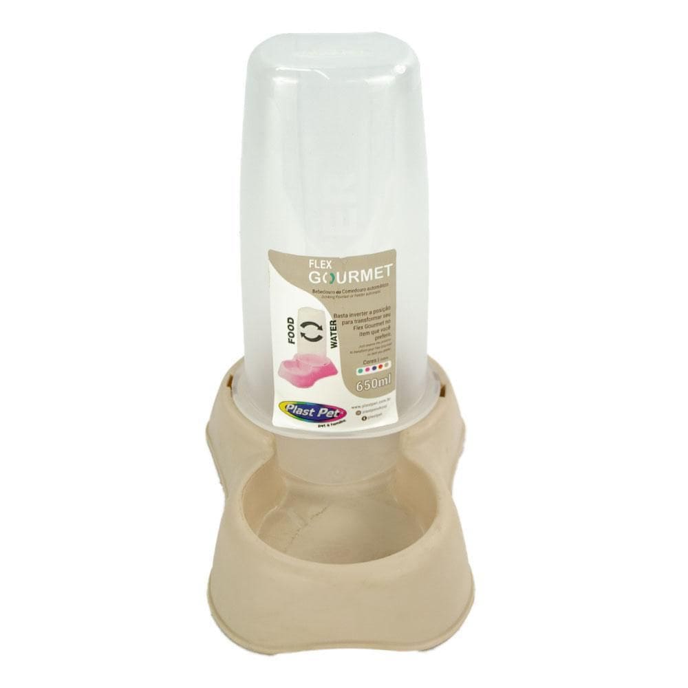 Comedouro Flex Goumert 650Ml Plast Pet Bege