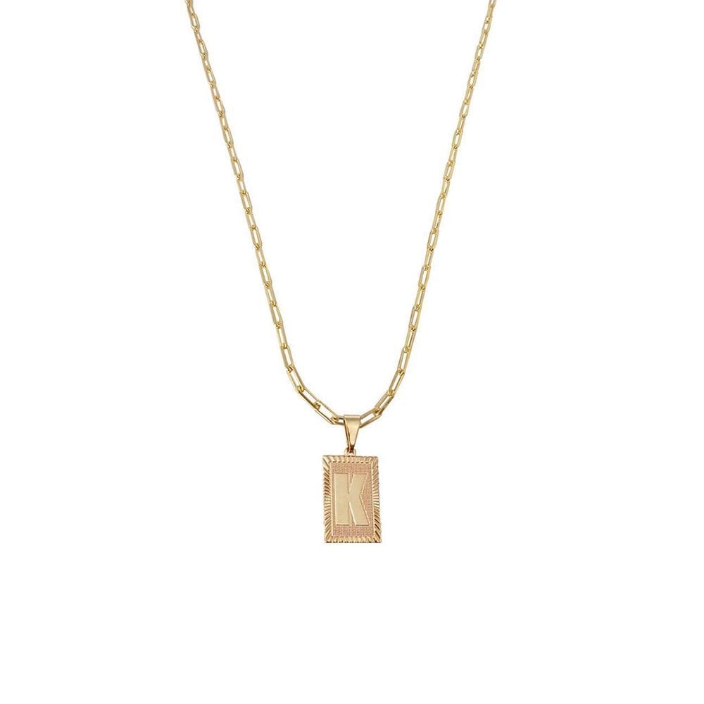 Cordão 60Cm Masculino Feminino Pingente Letra K Banhado Ouro