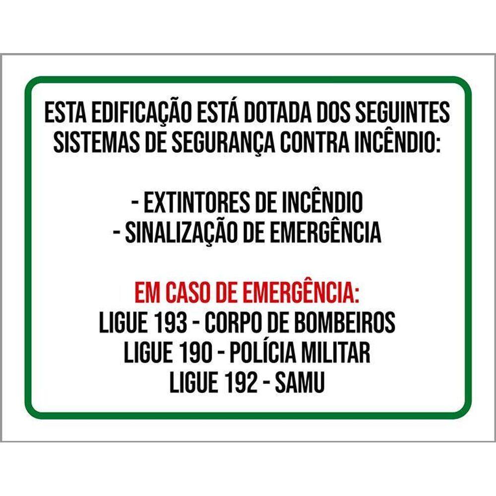 Kit 3 Placas Edificação Sistema Segurança Contra Incêndio