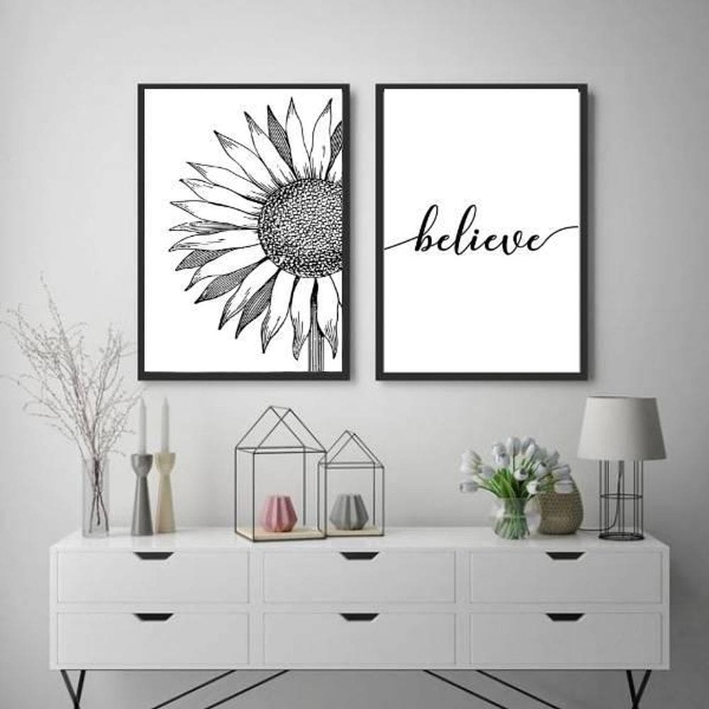 Kit Quadro Decorativo Believe 45X34Cm 2 Peças