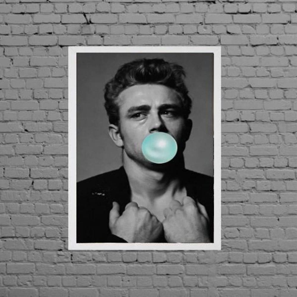 Quadro James Dean Bubble Gum 33X24Cm Moldura Branca