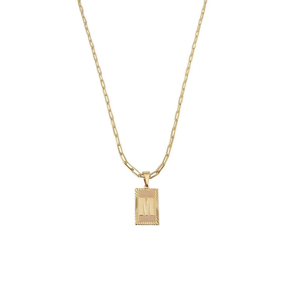 Cordão 50Cm Masculino Feminino Pingente Letra M Banhado Ouro
