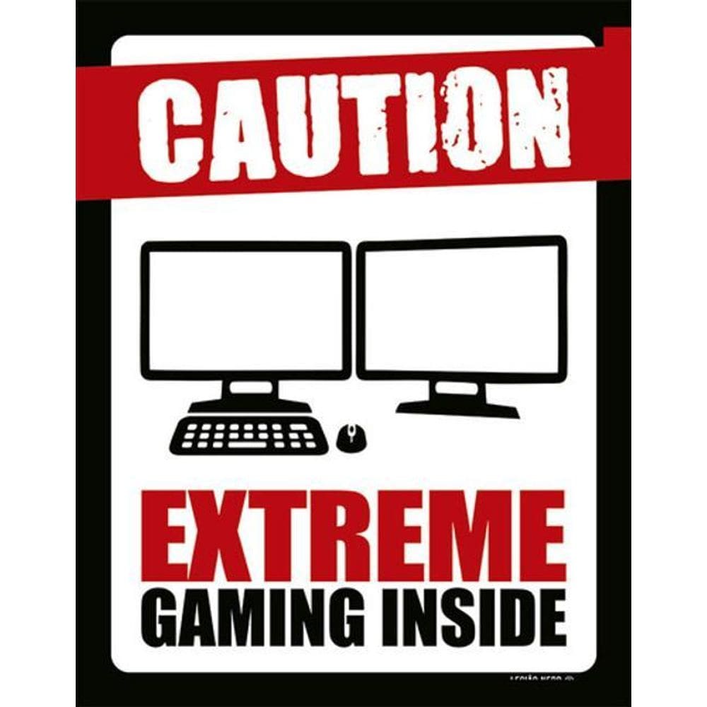 Kit 3 Placas Sinalização - Caution Extreme Gaming Inside Pc