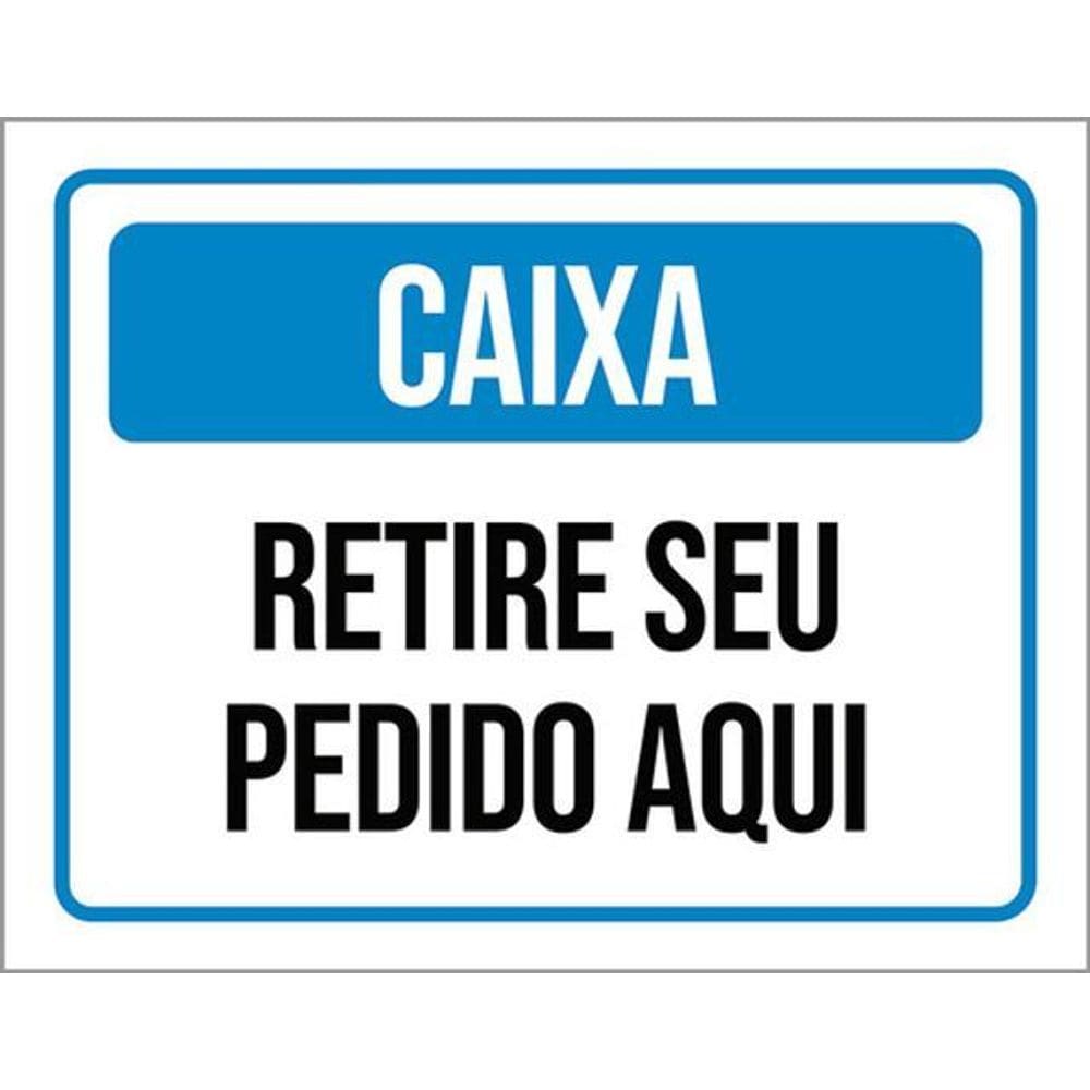 Kit 3 Placas Caixa Retire Seu Pedido Aqui Azul
