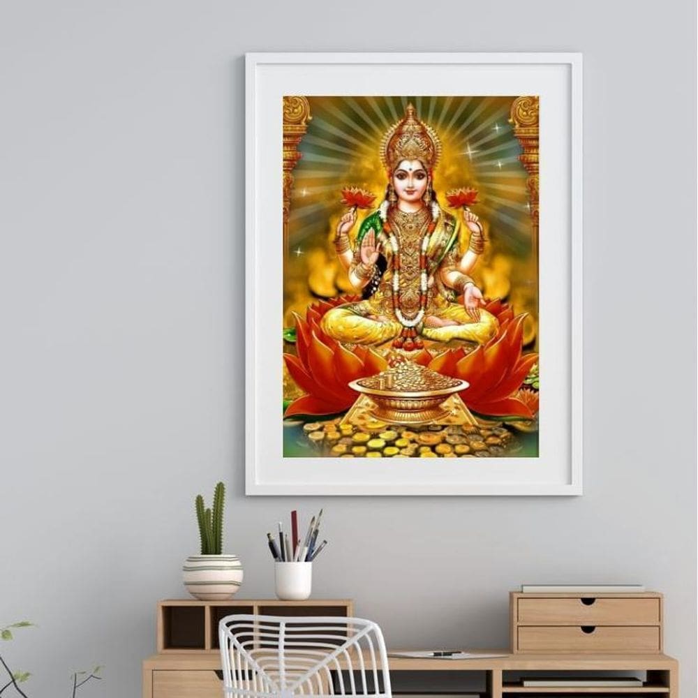 Quadro Deusa Da Riqueza Lakshmi - 60X48Cm