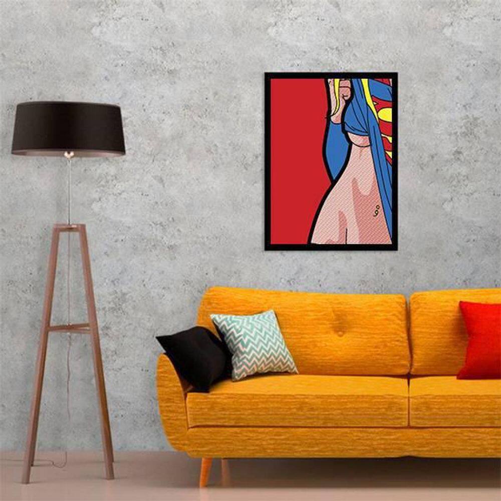 Quadro Decorativo Heroína Sensualizando 45x34 Moldura Preta