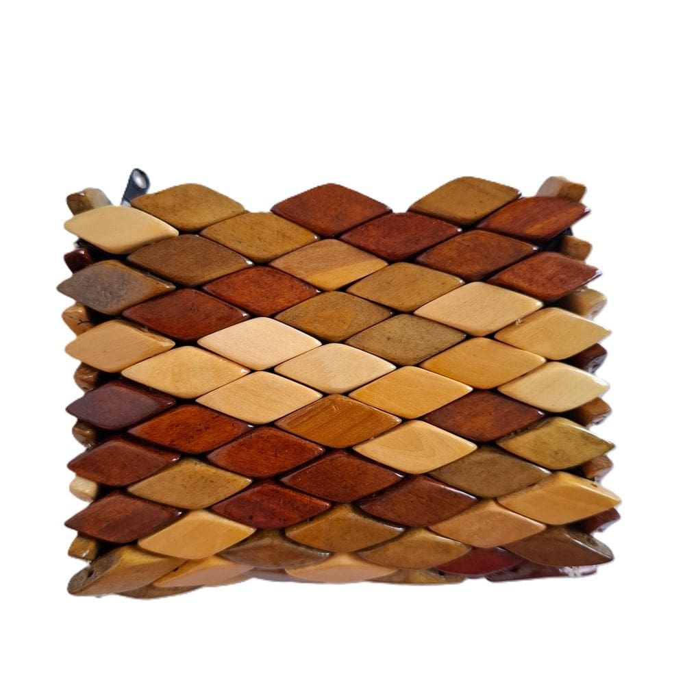 Bolsa, Carteira, Porta-Moedas, Tons Variados Madeira, 13cm