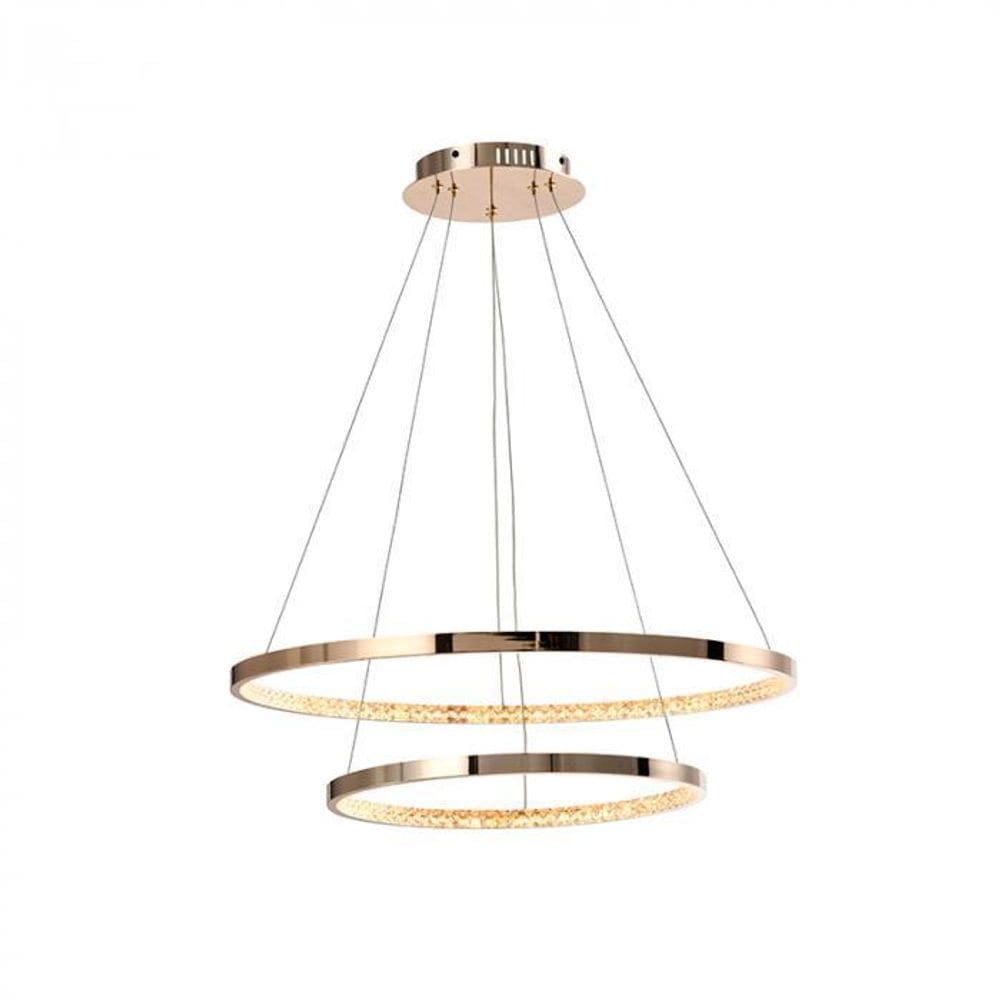 Pendente Led Milano Gold Com 2 Anéis - Hevvy