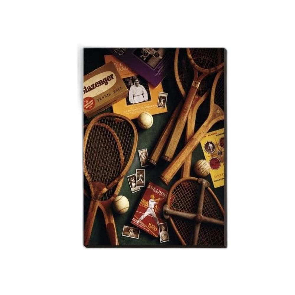 Quadro Raquetes Tênis Vintage 33X24Cm - Com Vidro Branca