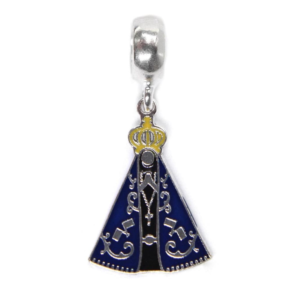Pingente N. Senhora Prata 925 - Azul/Amarelo - 23x08mm