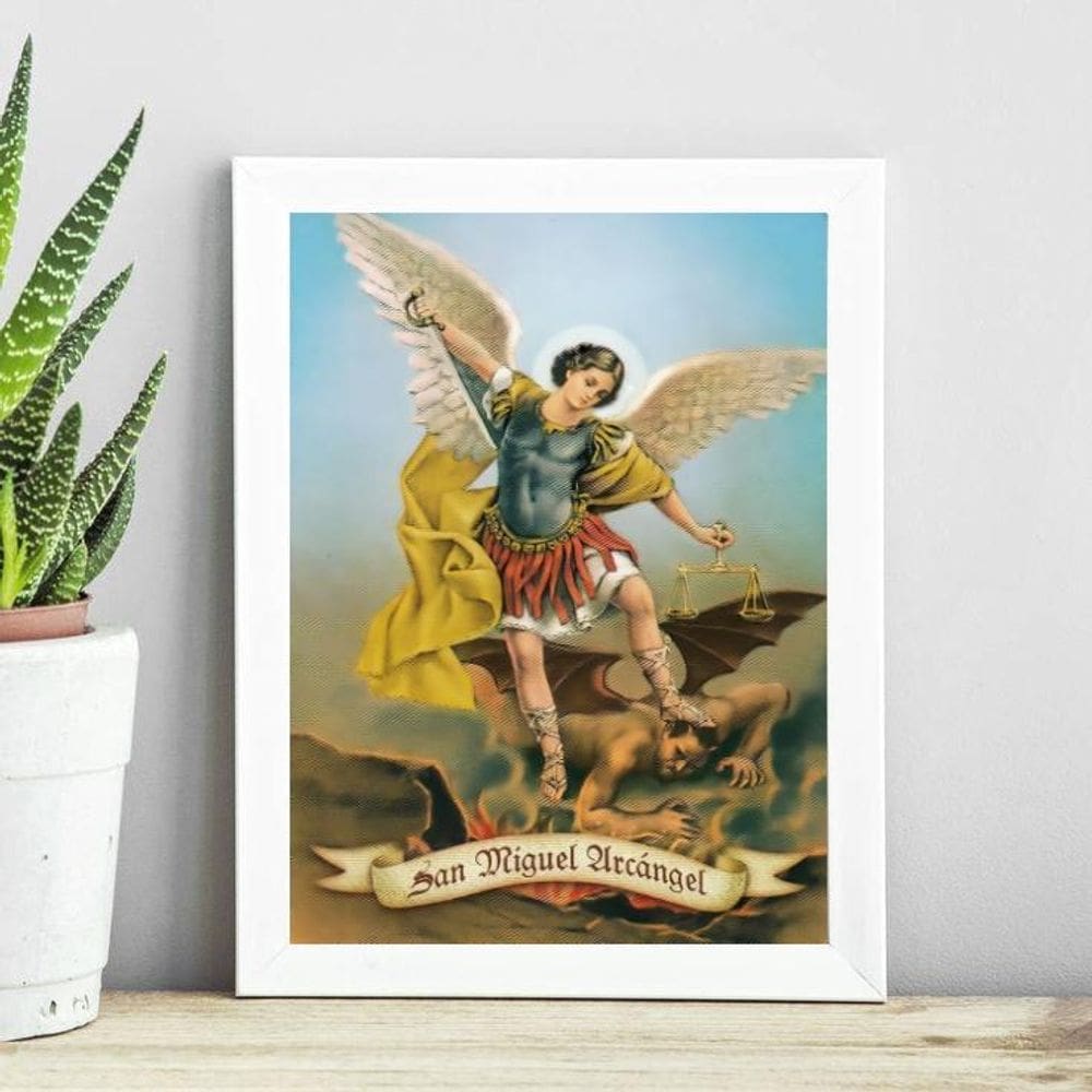 Quadro Decorativo São Miguel 45X34Cm - Com Vidro