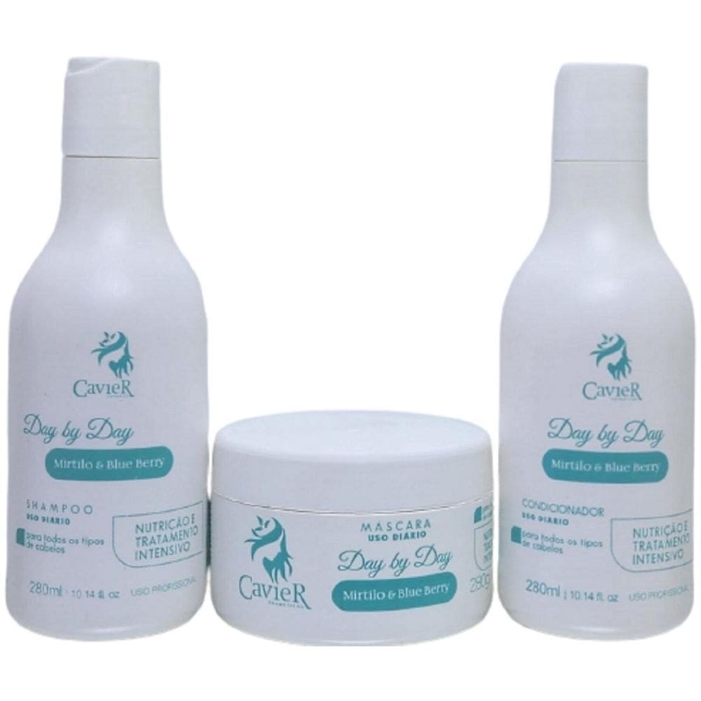 Kit Shampoo Mascara Condicionador 840Ml Mirtilo Cavier