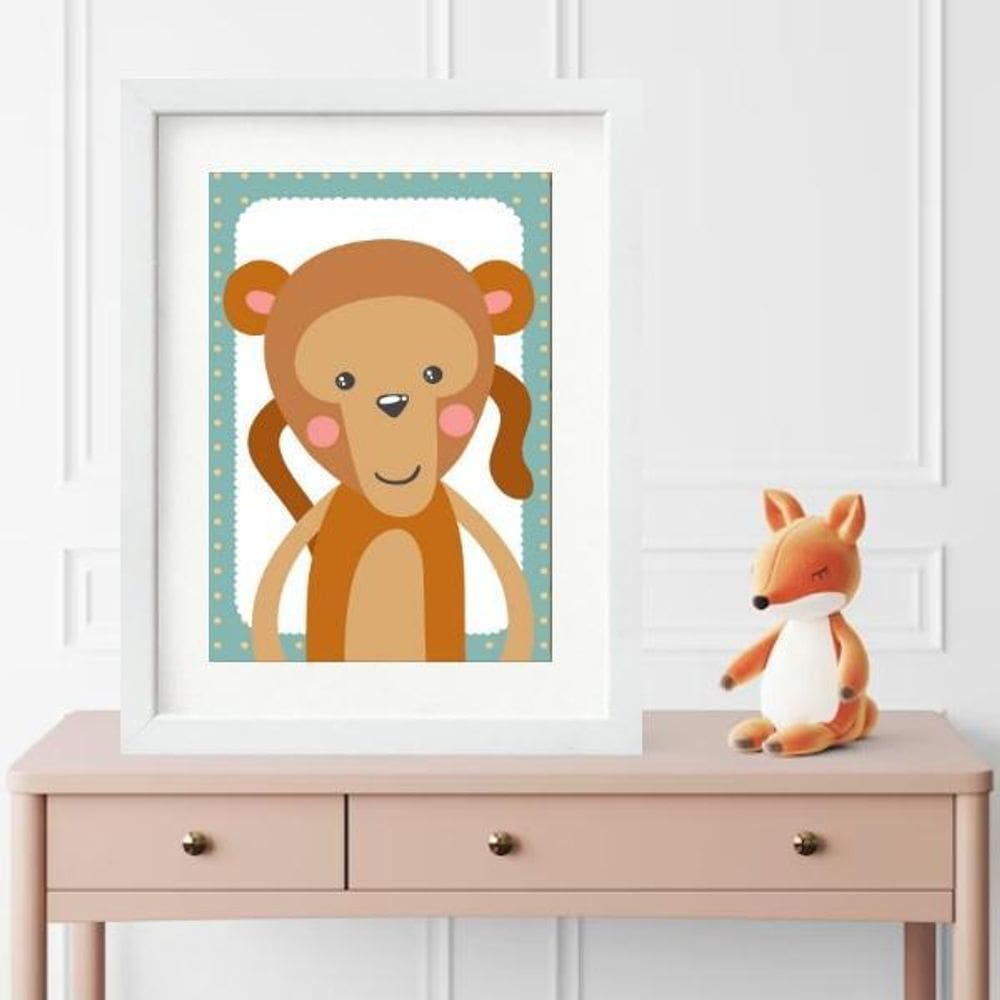 Quadro Infantil Safari Macaquinho- 60X48Cm