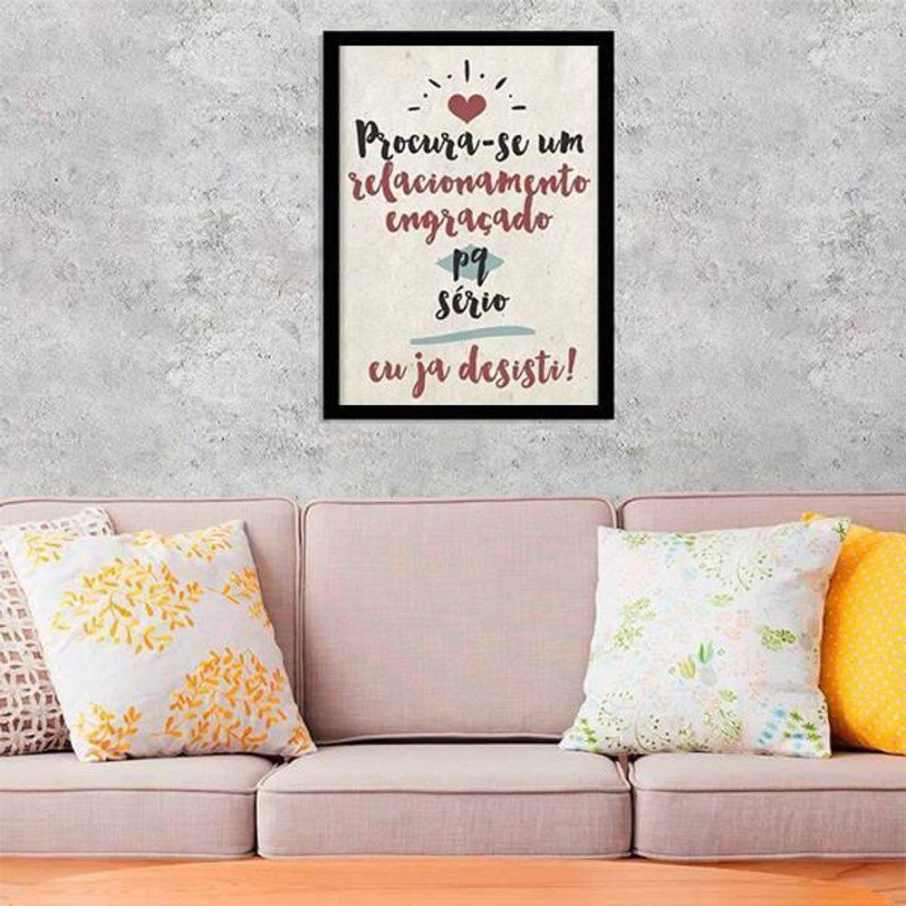 Quadro Decorativo Relacionamento Engraçado Moldura Preta