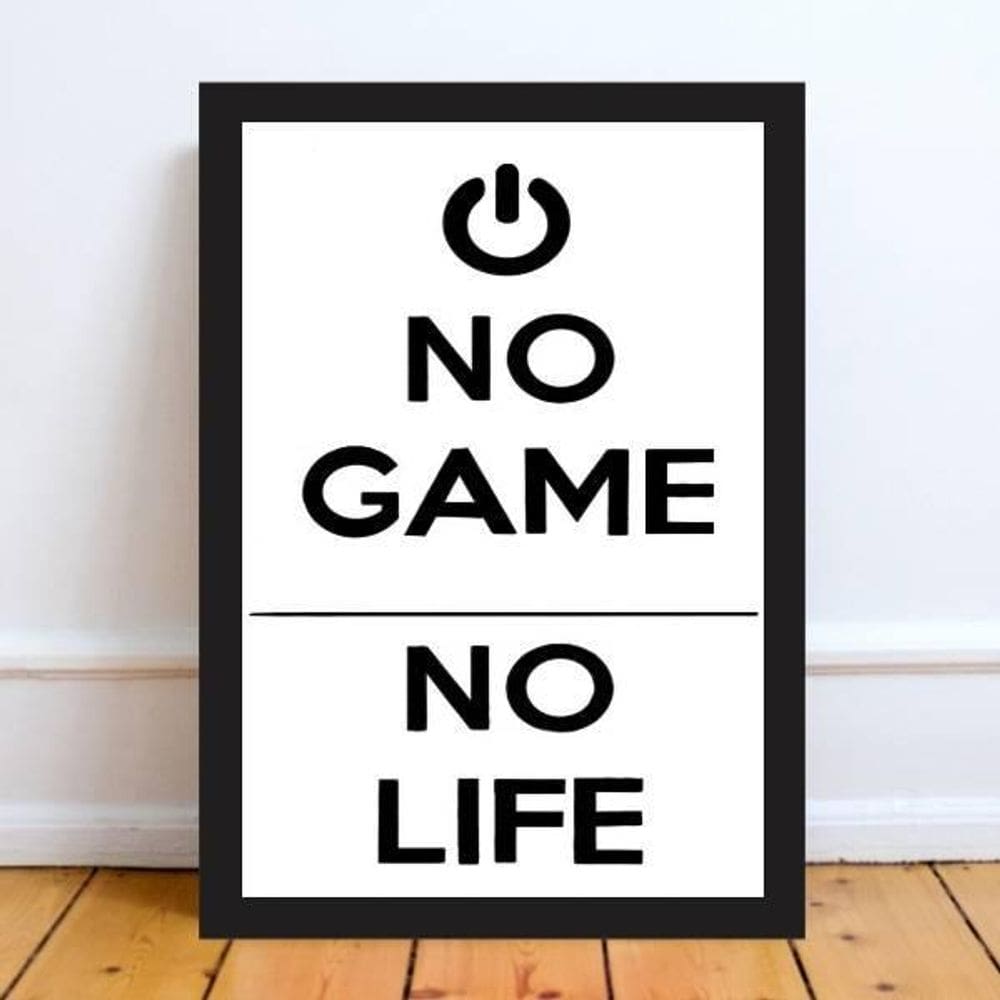 Quadro Decorativo No Game No Life 24X18 Com Vidro - Preta