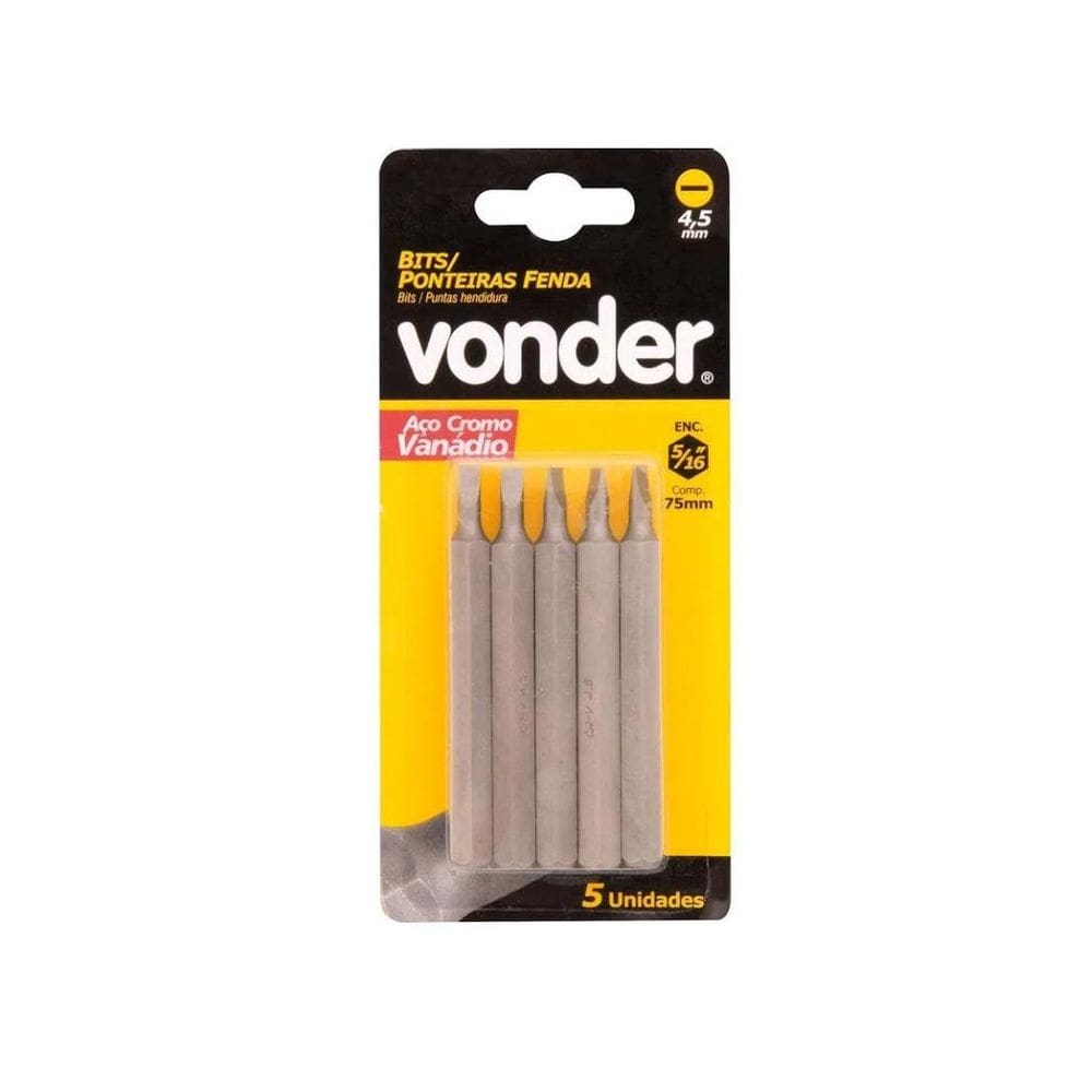 Bits/ Ponteira Fenda 4,5Mm 5 Peças - Vonder 3538504575