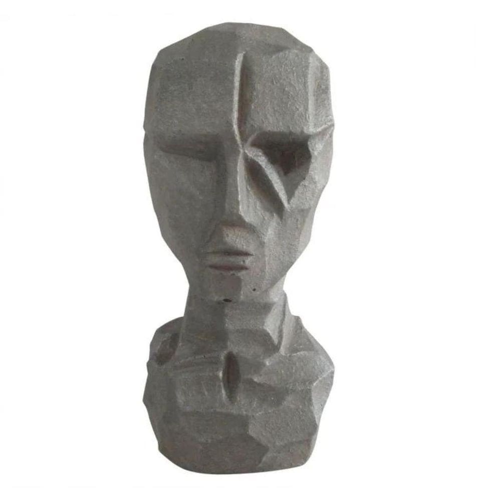 Escultura Rosto Decorativo Em Cimento Cinza Wf0025 Btc
