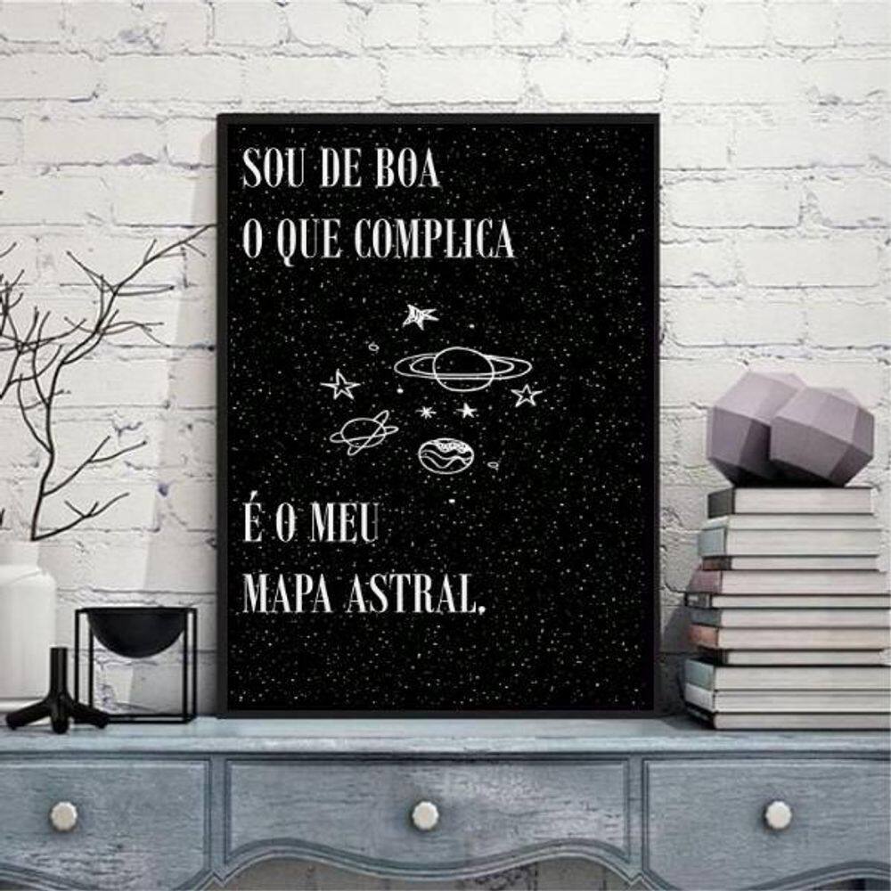 Quadro A Culpa É Do Meu Mapa Astral 33X24Cm Com Vidro Preta