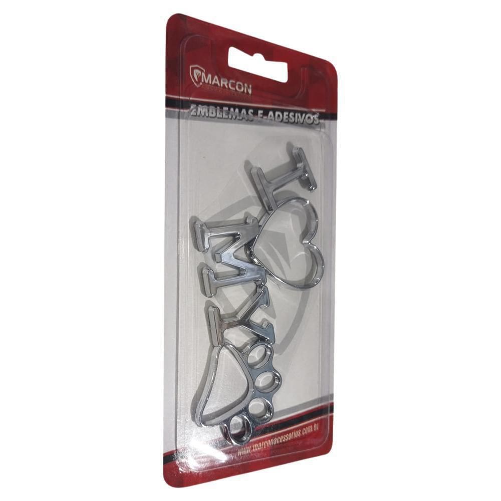 Emblema Adesivo Decorativo I Love My Dog Alto Relevo Cromado