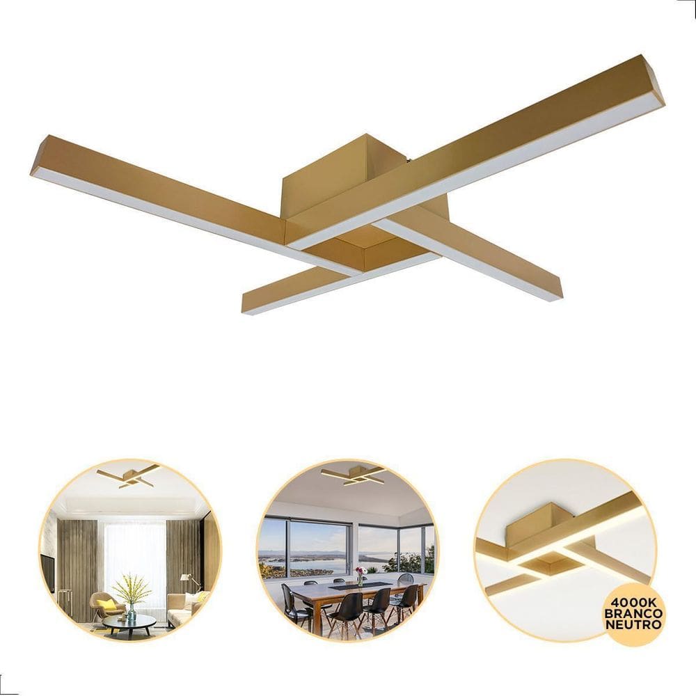 Painel Plafon Maze Moderno Led 4000K Dourado 22W Spotline