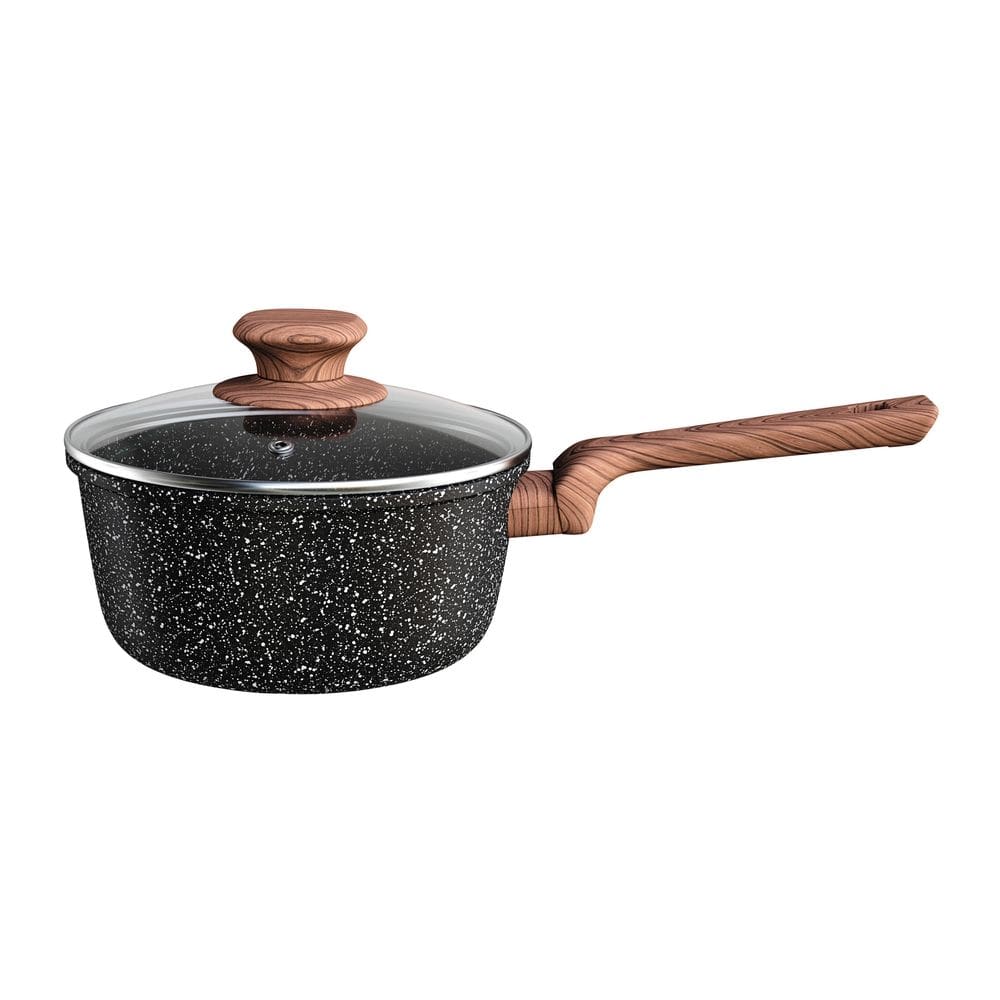 Panela com Tampa ColorStone Wooden 18 cm - Preta - Euro Home