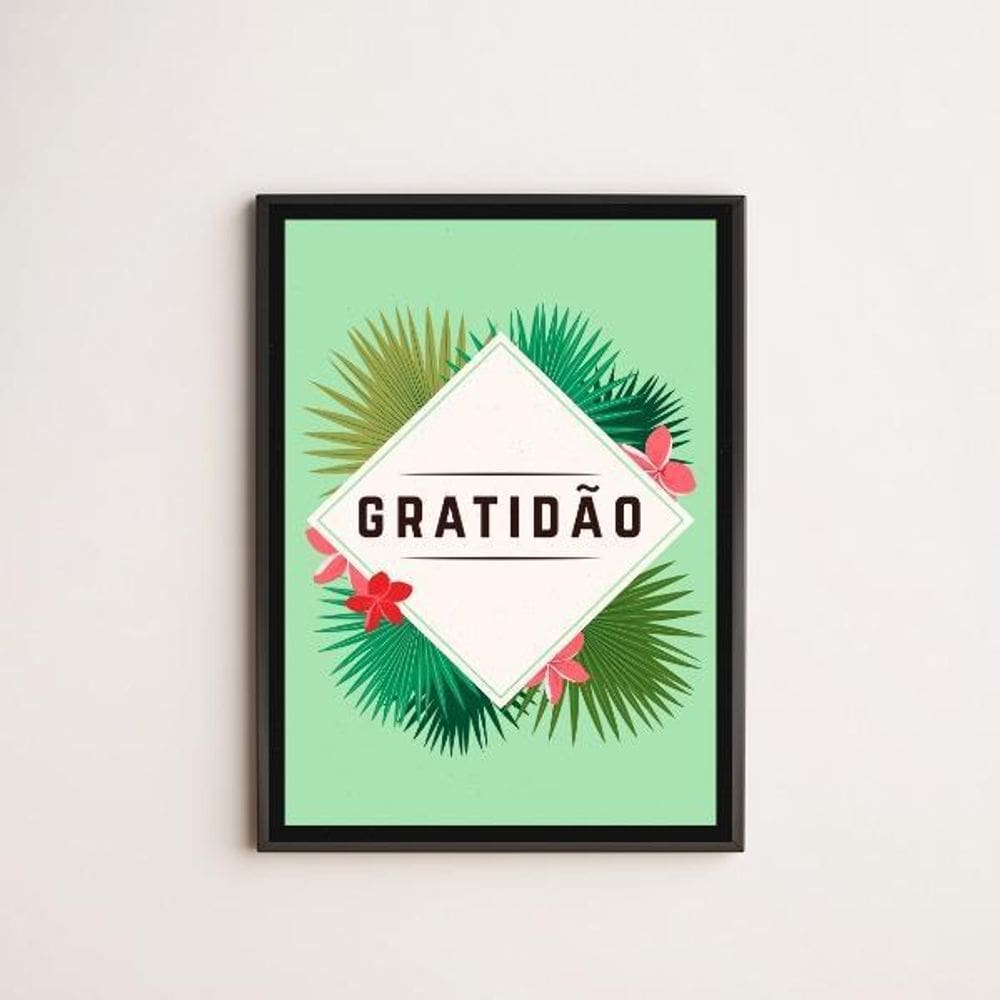 Quadro Decorativo Gratidão Tropical 33X24Cm - Com Vidro