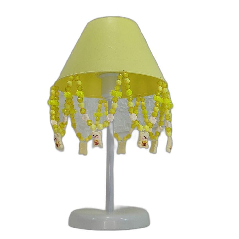 Abajur Infantil Flores Luminária Decoração Ursinho Amarelo
