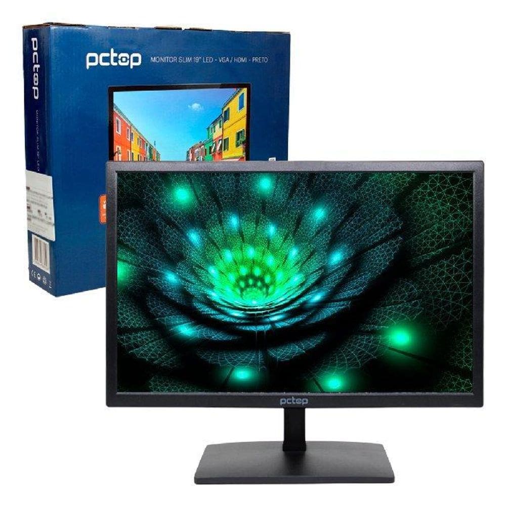 Monitor Led Pctop 19 Polegadas, Wide, Resolução 1440X900,