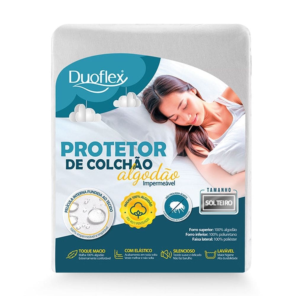 Protetor de Colchão Impermeável Algodão 200 Fios - Solteiro - Duoflex