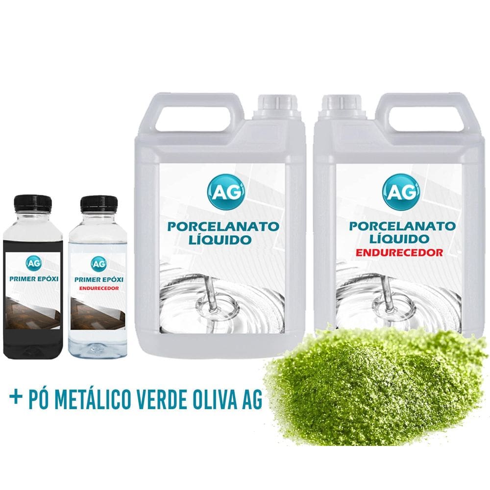 Kit Porcelanato Líquido Metálico Verde Oliva Ag Por M