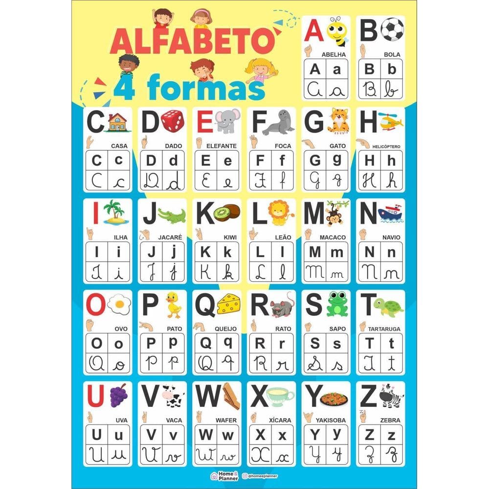 Alfabeto 4 Formas Unissex - Home E Planner