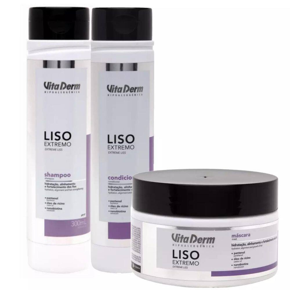 Kit Shampoo + Condicionador + Máscara Liso Extremo Vita Derm