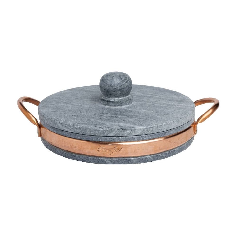 Frigideira Gourmet com Tampa Pedra Sabão Alça Cobre 22x4cm