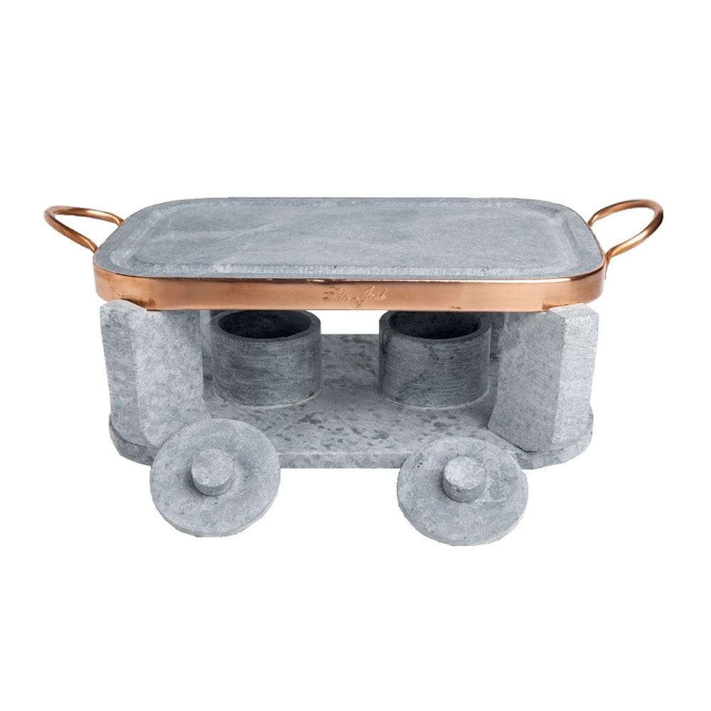 Churrasqueira Oval Rasa com Cobre em Pedra Sabão 30x20x2cm