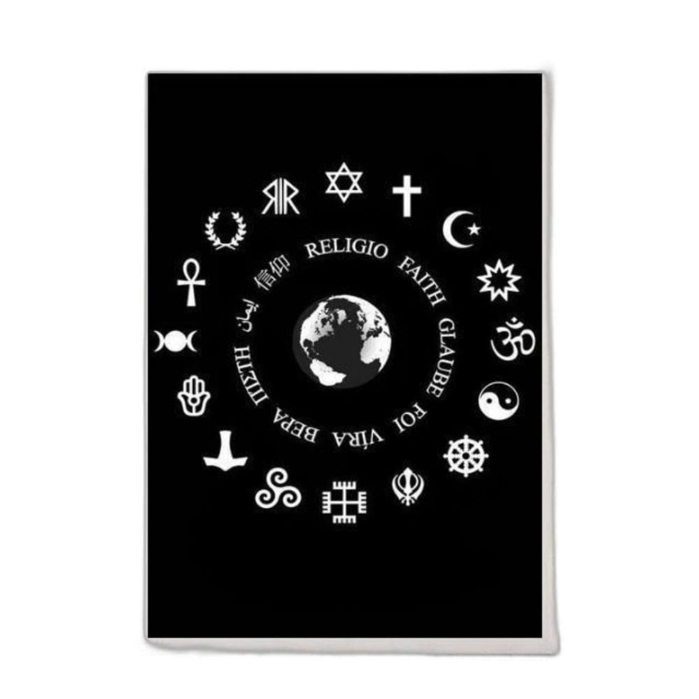 Quadro Símbolos Religiões 33x24cm - Vidro, Madeira Preta