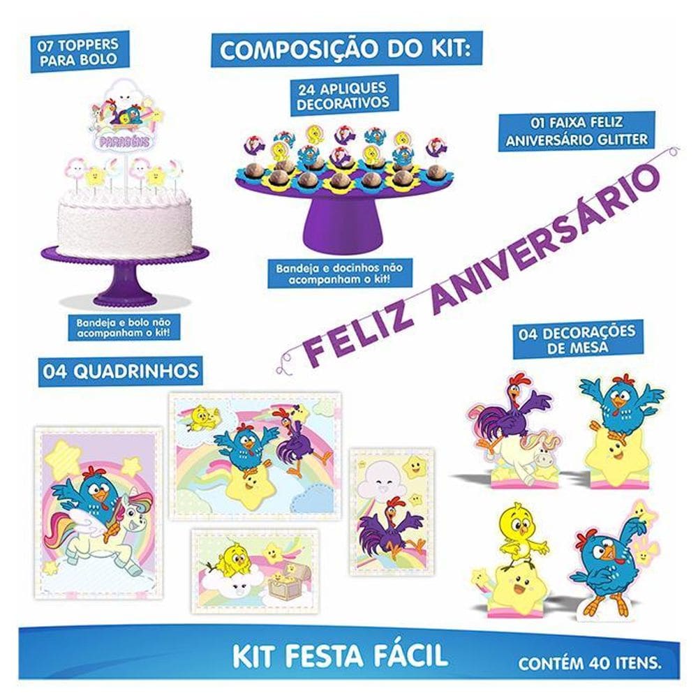 Kit Festa Fácil Aniversário Galinha Pintadinha Arco-Íris