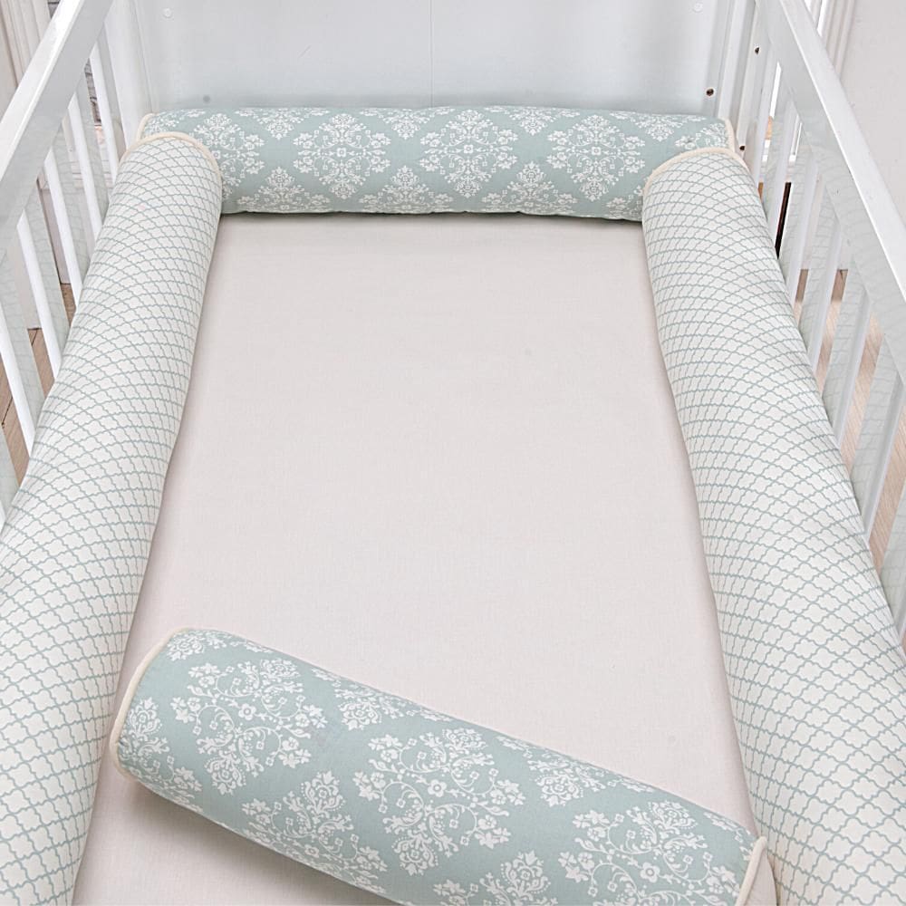 Kit Berço Rolinhos Americano com 4 peças 100% Algodão Zíper