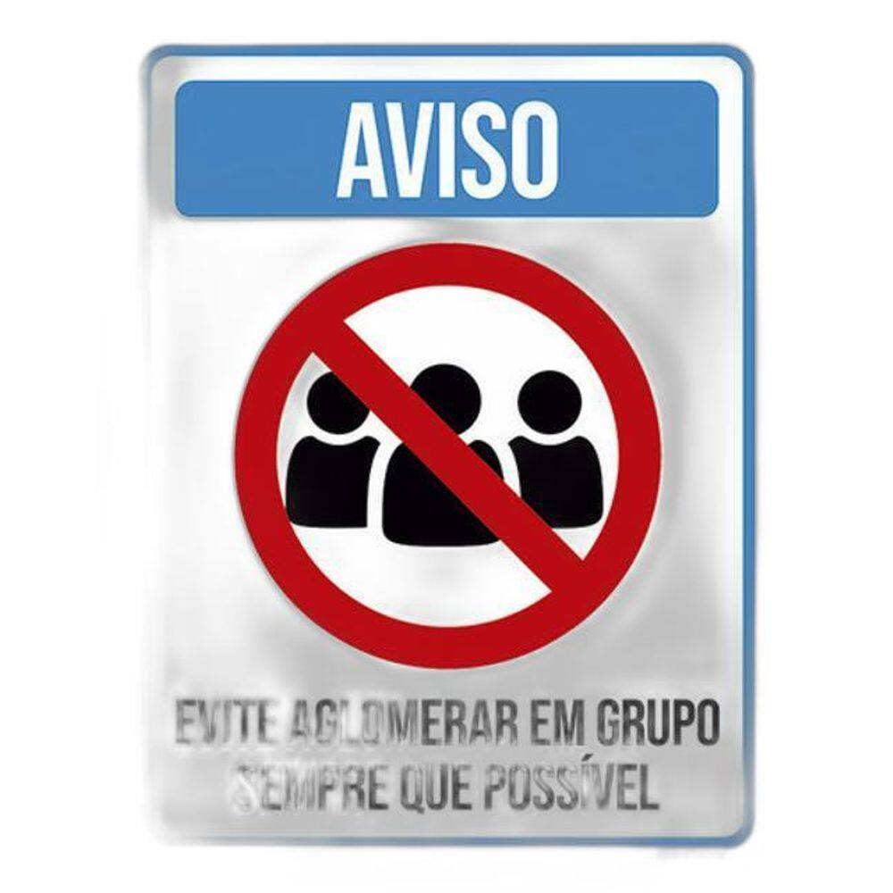 Kit 3 Placa Evite Aglomerar Grupo Sempre Possível 36X46