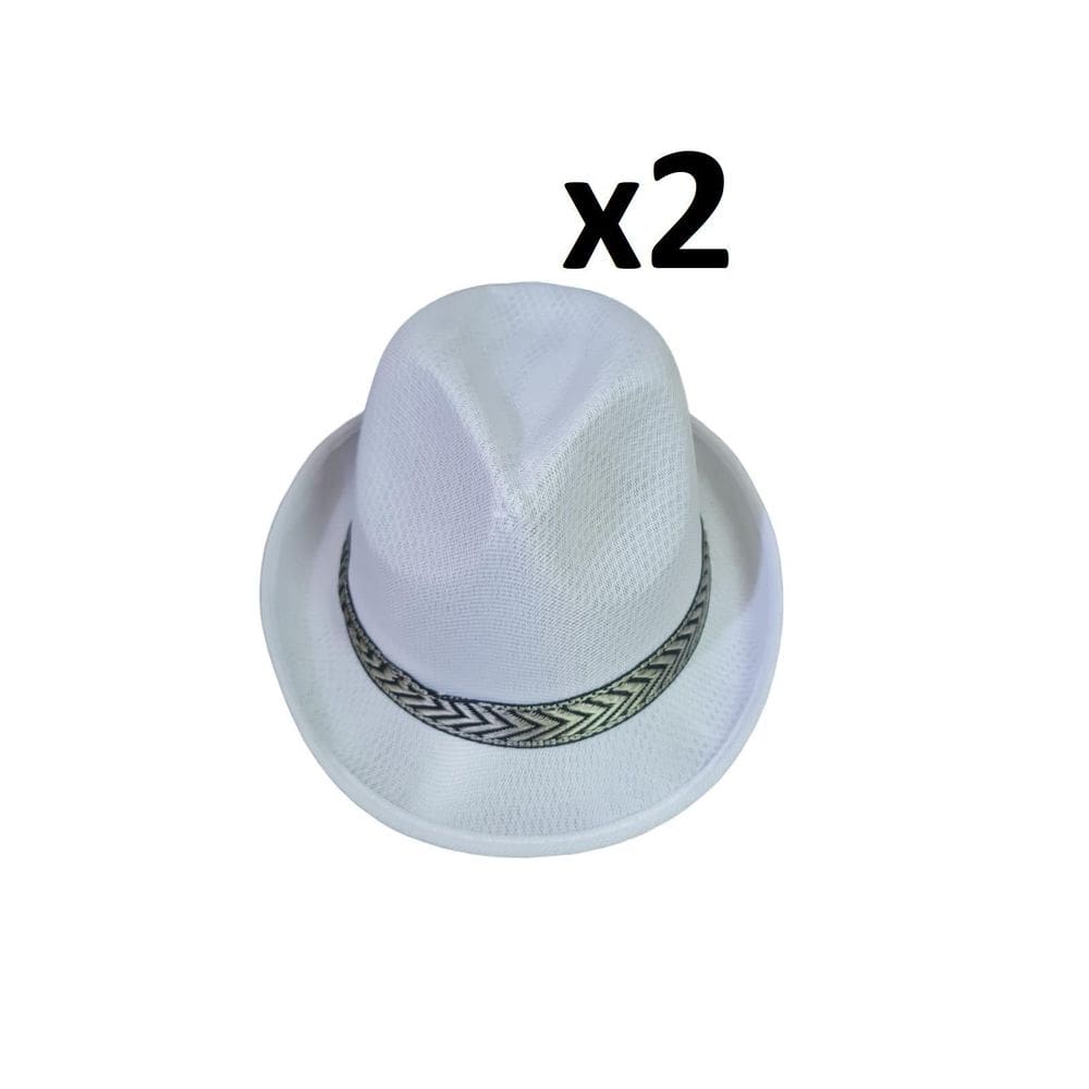 Chapéu Estilo Malandro Branco De Tecido Aba Curta- Kit 2Un