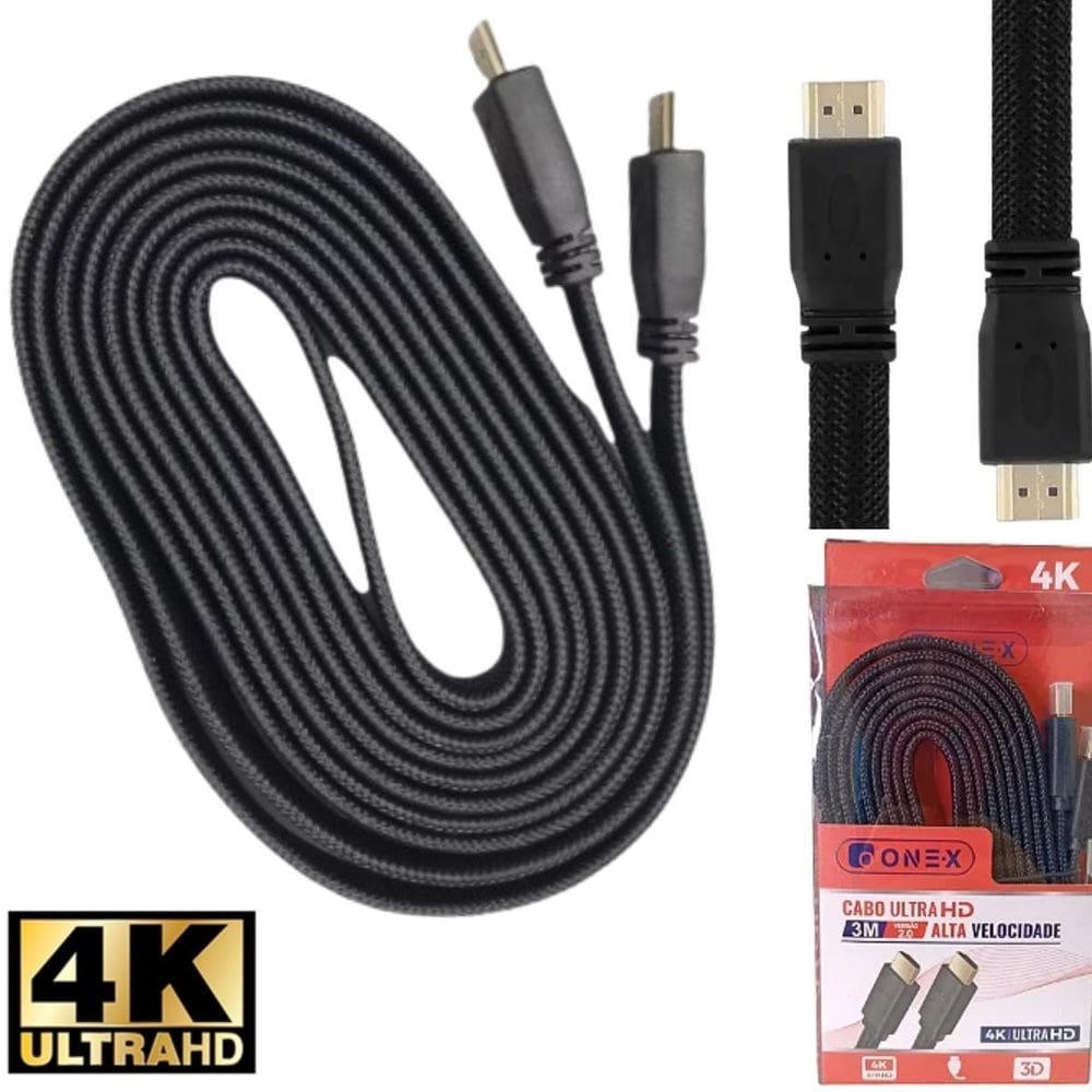 Cabo Hdmi 3M Ultra Hd Filmes Computador Entrega Rápida