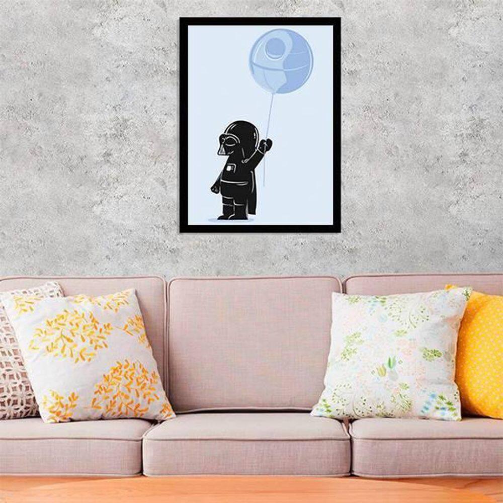 Quadro Decorativo Darth Vader Baby 34X23Cm - Moldura Branca