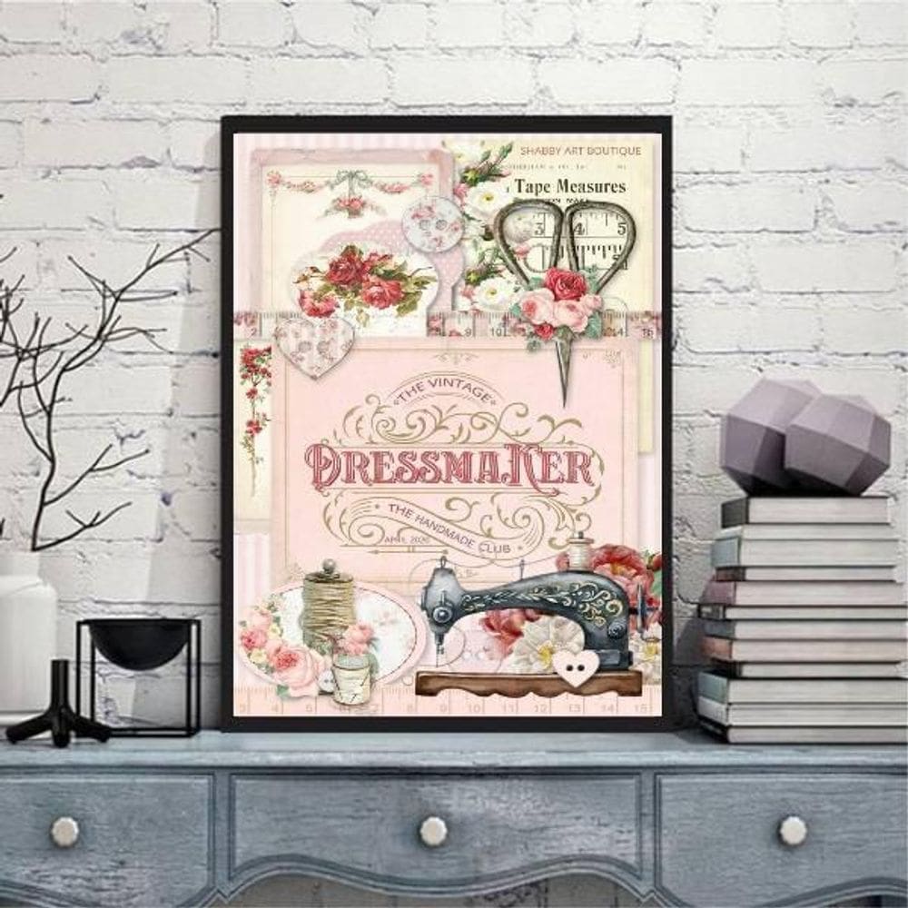 Quadro Decorativo Atelier De Costura 33X24Cm Moldura Preta